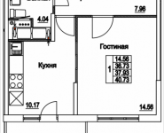 1-комнатная квартира площадью 40.73 кв.м, 2-я Муравская, корп.7 | цена 5 272 883 руб. | www.metrprice.ru