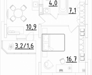 1-комнатная квартира площадью 40.3 кв.м, Строителей, корп.3 | цена 2 115 750 руб. | www.metrprice.ru