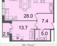 2-комнатная квартира площадью 55.6 кв.м, Серебрякова, 11-13, корп.2 | цена 8 618 000 руб. | www.metrprice.ru