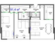 3-комнатная квартира площадью 91.4 кв.м, Народного Ополчения ул, вл. 33 | цена 14 943 900 руб. | www.metrprice.ru