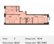 2-комнатная квартира площадью 64.6 кв.м, Заречная ул., 2/1 | цена 16 366 410 руб. | www.metrprice.ru