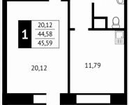 1-комнатная квартира площадью 45.5 кв.м, Клубная, 13 | цена 4 405 310 руб. | www.metrprice.ru