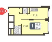 1-комнатная квартира площадью 48.8 кв.м в ЖК "Богородский", бульвар Маршала Рокоссовского, 6к1А | цена 8 324 000 руб. | www.metrprice.ru
