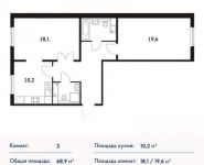 2-комнатная квартира площадью 68 кв.м, Боровское ш., 2 | цена 7 027 800 руб. | www.metrprice.ru