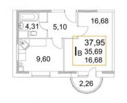 1-комнатная квартира площадью 38 кв.м, Советская улица, 8 | цена 2 194 500 руб. | www.metrprice.ru