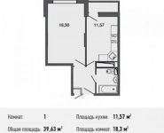 1-комнатная квартира площадью 39.6 кв.м, улица Мостотреста, 6 | цена 3 368 550 руб. | www.metrprice.ru