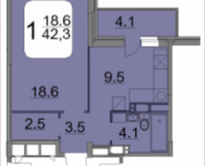 1-комнатная квартира площадью 42.4 кв.м, 9 мая, 12Б | цена 4 446 912 руб. | www.metrprice.ru