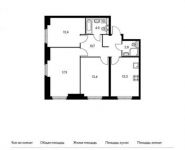 3-комнатная квартира площадью 74.5 кв.м, Ленинский проспект, 20 | цена 9 103 900 руб. | www.metrprice.ru