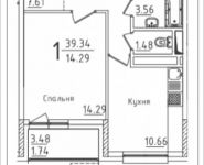 1-комнатная квартира площадью 39.3 кв.м, Михайлова ул., 31 | цена 5 355 862 руб. | www.metrprice.ru