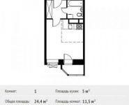 1-комнатная квартира площадью 24.4 кв.м, Софийская ул. | цена 1 867 896 руб. | www.metrprice.ru