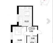 1-комнатная квартира площадью 38.7 кв.м, Осташковская улица, 12 | цена 4 833 000 руб. | www.metrprice.ru