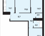 3-комнатная квартира площадью 83.9 кв.м, Акуловская, корп.30 | цена 6 292 500 руб. | www.metrprice.ru