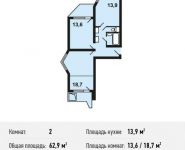2-комнатная квартира площадью 62.9 кв.м в Апартаменты "Riverdale", Вертолётчиков ул, 4к6 | цена 6 478 700 руб. | www.metrprice.ru