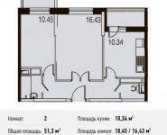 2-комнатная квартира площадью 51.3 кв.м в ЖК "Олимпийский", Стрелковая ул., 16 | цена 4 924 800 руб. | www.metrprice.ru