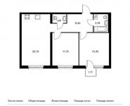 2-комнатная квартира площадью 59.36 кв.м, Измайловский проезд, вл11 | цена 10 393 936 руб. | www.metrprice.ru