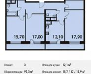 3-комнатная квартира площадью 97.3 кв.м, Нагатинский 1-й пр., 11 | цена 18 620 146 руб. | www.metrprice.ru