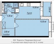 1-комнатная квартира площадью 38.98 кв.м, Октябрьская, к7 | цена 3 645 181 руб. | www.metrprice.ru