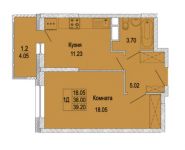 1-комнатная квартира площадью 39.2 кв.м, Правдинский гск, 4 | цена 2 446 080 руб. | www.metrprice.ru