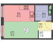 1-комнатная квартира площадью 25 кв.м, Авангардная улица, к7 | цена 3 137 500 руб. | www.metrprice.ru