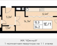 1-комнатная квартира площадью 34.2 кв.м, Заводская | цена 3 212 406 руб. | www.metrprice.ru