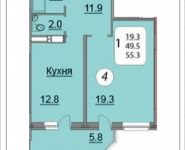 1-комнатная квартира площадью 55.3 кв.м, Ленинский проспект, 18 | цена 5 423 188 руб. | www.metrprice.ru