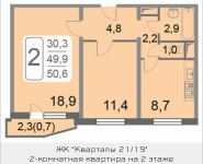 2-комнатная квартира площадью 50.6 кв.м, 2-й Грайвороновский проезд влд 38 к5, корп.5 | цена 7 426 815 руб. | www.metrprice.ru