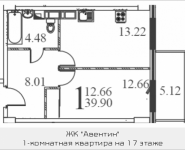 1-комнатная квартира площадью 39.9 кв.м в ЖК "Авентин", Железнодорожная, 33, корп.2 | цена 2 522 598 руб. | www.metrprice.ru