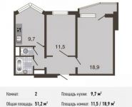 2-комнатная квартира площадью 51.2 кв.м, Авиаторов ул., 5К2 | цена 6 173 000 руб. | www.metrprice.ru