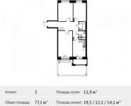 3-комнатная квартира площадью 77.1 кв.м в ЖК «Лайково»,  | цена 6 669 767 руб. | www.metrprice.ru