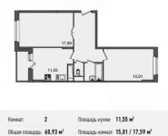 2-комнатная квартира площадью 60.9 кв.м, Богородский мкр, 14 | цена 3 851 386 руб. | www.metrprice.ru