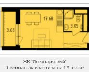 1-комнатная квартира площадью 22.54 кв.м, Варшавское шоссе, влд 170 Е | цена 3 502 109 руб. | www.metrprice.ru