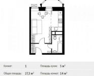 1-комнатная квартира площадью 27.3 кв.м, Липовая улица, 3 | цена 2 352 709 руб. | www.metrprice.ru