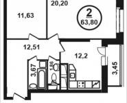 2-комнатная квартира площадью 63 кв.м, Петра Алексеева ул., 12АС2 | цена 10 718 983 руб. | www.metrprice.ru