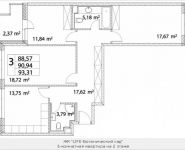 3-комнатная квартира площадью 90.94 кв.м, Лазоревый пр., 3 | цена 19 975 243 руб. | www.metrprice.ru