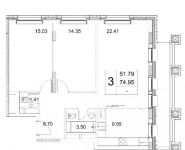 3-комнатная квартира площадью 80.37 кв.м, жилой комплекс Зиларт, 17 | цена 20 995 443 руб. | www.metrprice.ru