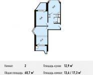 2-комнатная квартира площадью 60.7 кв.м, Некрасовка п, Покровская ул, 16 | цена 6 488 830 руб. | www.metrprice.ru
