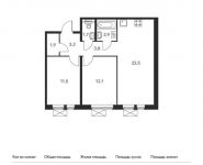 2-комнатная квартира площадью 59.6 кв.м,  | цена 5 119 640 руб. | www.metrprice.ru