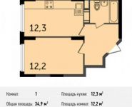 2-комнатная квартира площадью 33.3 кв.м, Олимпийский проспект, с10 | цена 1 798 200 руб. | www.metrprice.ru