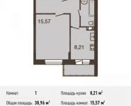 1-комнатная квартира площадью 39 кв.м, Центральная ул., ДВЛ1Б | цена 2 610 320 руб. | www.metrprice.ru