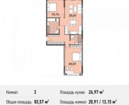 2-комнатная квартира площадью 83.6 кв.м, улица Энергетиков, 6 | цена 17 256 621 руб. | www.metrprice.ru