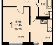 1-комнатная квартира площадью 39.36 кв.м, 5-й микрорайон, 18 | цена 2 228 170 руб. | www.metrprice.ru