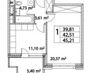 1-комнатная квартира площадью 45 кв.м, Лазоревый пр., 3С7 | цена 9 064 605 руб. | www.metrprice.ru