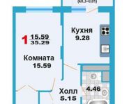 1-комнатная квартира площадью 35.29 кв.м, улица Заборье, д.28к1 | цена 2 258 207 руб. | www.metrprice.ru