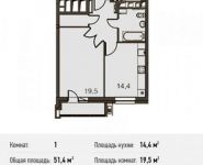 1-комнатная квартира площадью 51.4 кв.м, Донецкая улица, 30с29 | цена 8 918 165 руб. | www.metrprice.ru