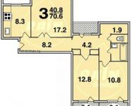 3-комнатная квартира площадью 70 кв.м, 14-й мкр, К1471 | цена 7 450 000 руб. | www.metrprice.ru