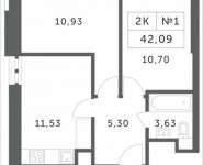 2-комнатная квартира площадью 42.09 кв.м, Мякининское шоссе, 2 | цена 4 150 074 руб. | www.metrprice.ru