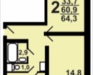 2-комнатная квартира площадью 65.2 кв.м, Москва, корп.16 | цена 6 585 200 руб. | www.metrprice.ru