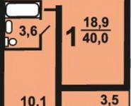 1-комнатная квартира площадью 40 кв.м, микрорайон Школьный, к10 | цена 3 270 000 руб. | www.metrprice.ru