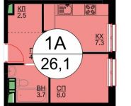 1-комнатная квартира площадью 26 кв.м, Авангардная ул., К7 | цена 3 132 000 руб. | www.metrprice.ru