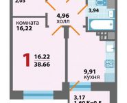 1-комнатная квартира площадью 38.66 кв.м, улица Тайнинская, д.20 | цена 3 711 360 руб. | www.metrprice.ru